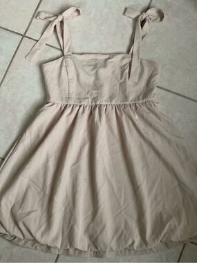 Timing Light Cream Tie-Shoulder Mini Dress